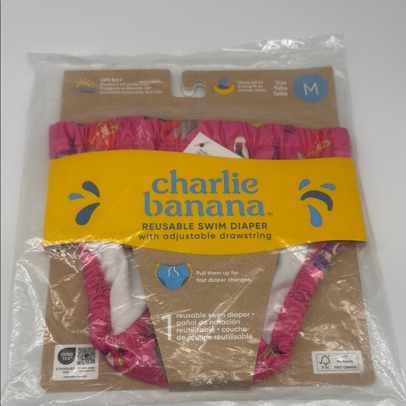 NWT Charlie Banana Vibrant Pink Swim Diaper Sz M - Picture 1 of 4